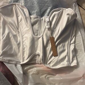 SKIMS White Satin Corset Top